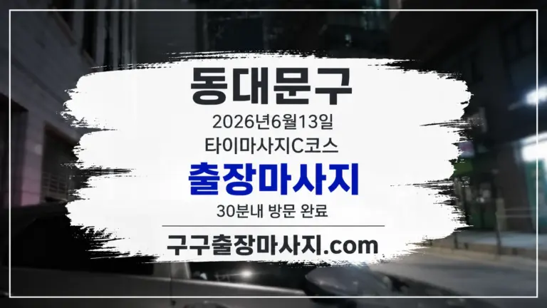 동대문구 야간 도로 배경의 동대문구 출장마사지 타이마사지 C코스 이미지